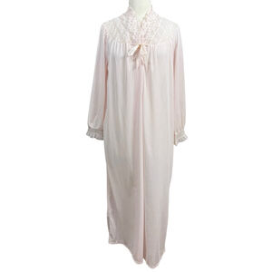 NWT Vintage Gilbreath Nightgown Size M Pink Lace Trim Long Sleeve